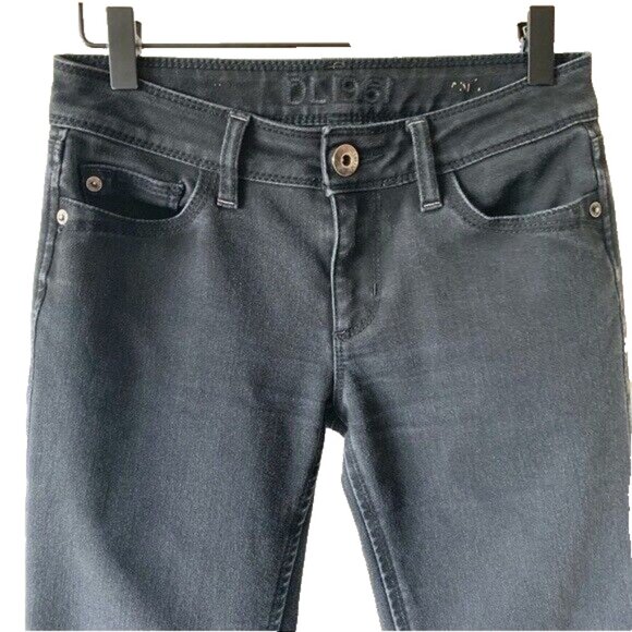 DL1961 Angel Jeans Mid Rise Skinny Ankle Black Onyx Women's Size 25 - Picture 2 of 7